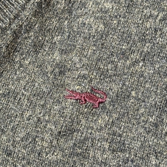 Vintage Crocodile Wool Dark Green V Neck Sweater Vest Size L Lacoste - Picture 6 of 12